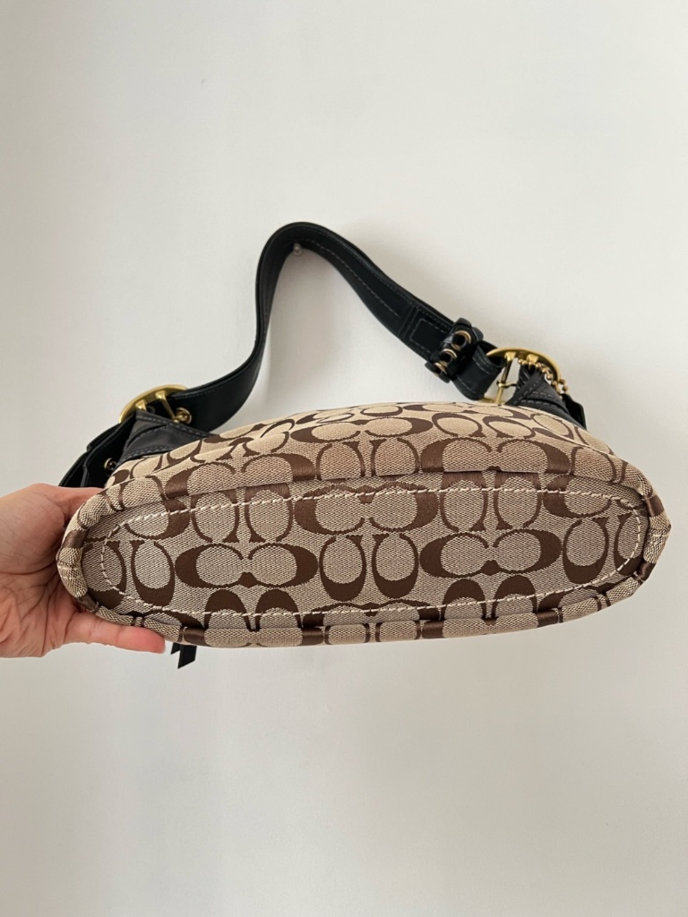 Coach Signature Canvas and Leather Shoulder Bag in Brown and Black - Picture 7 of 12